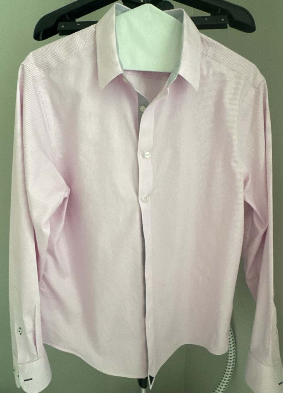 Untuckit Men's Pink Striped Dress Shirt Size Large Regular Fit